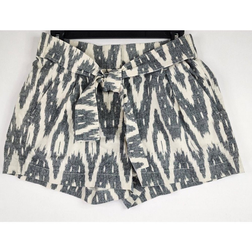 J‎ Crew Shorts Womens 0 Gray White Geometric Print Front Tie Casual Mom Core